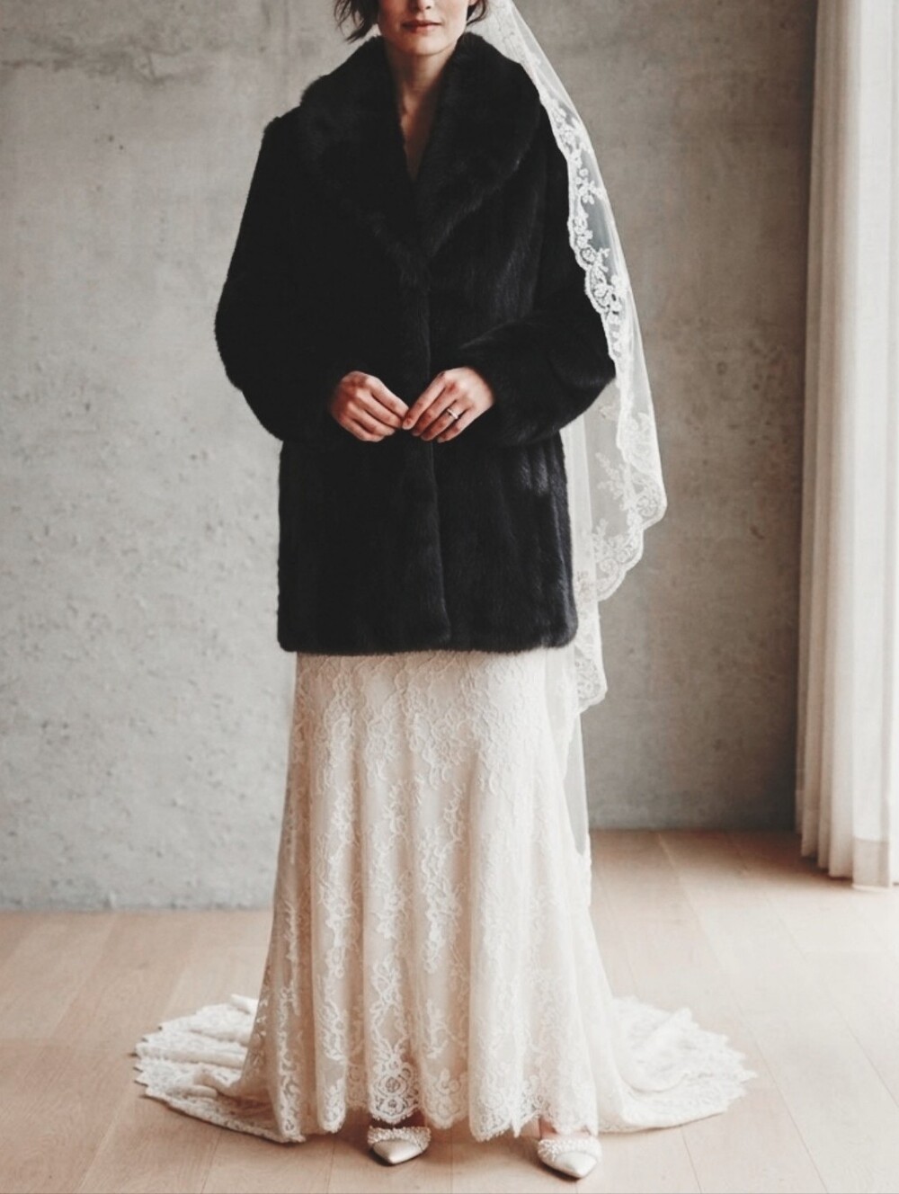 Vintage Faux Fur Mink Coat M